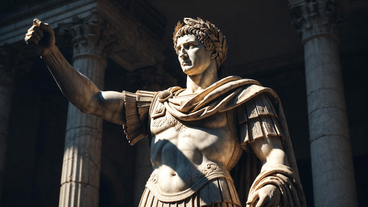 Marble statue of Julius Caesar embodying Roman imperial power and confidence