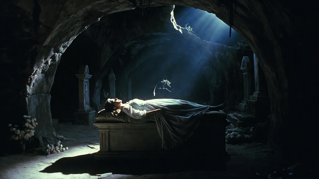 Juliet appearing dead in the Capulet tomb foreshadowing in Romeo and Juliet Act 4, point of no return tragedy