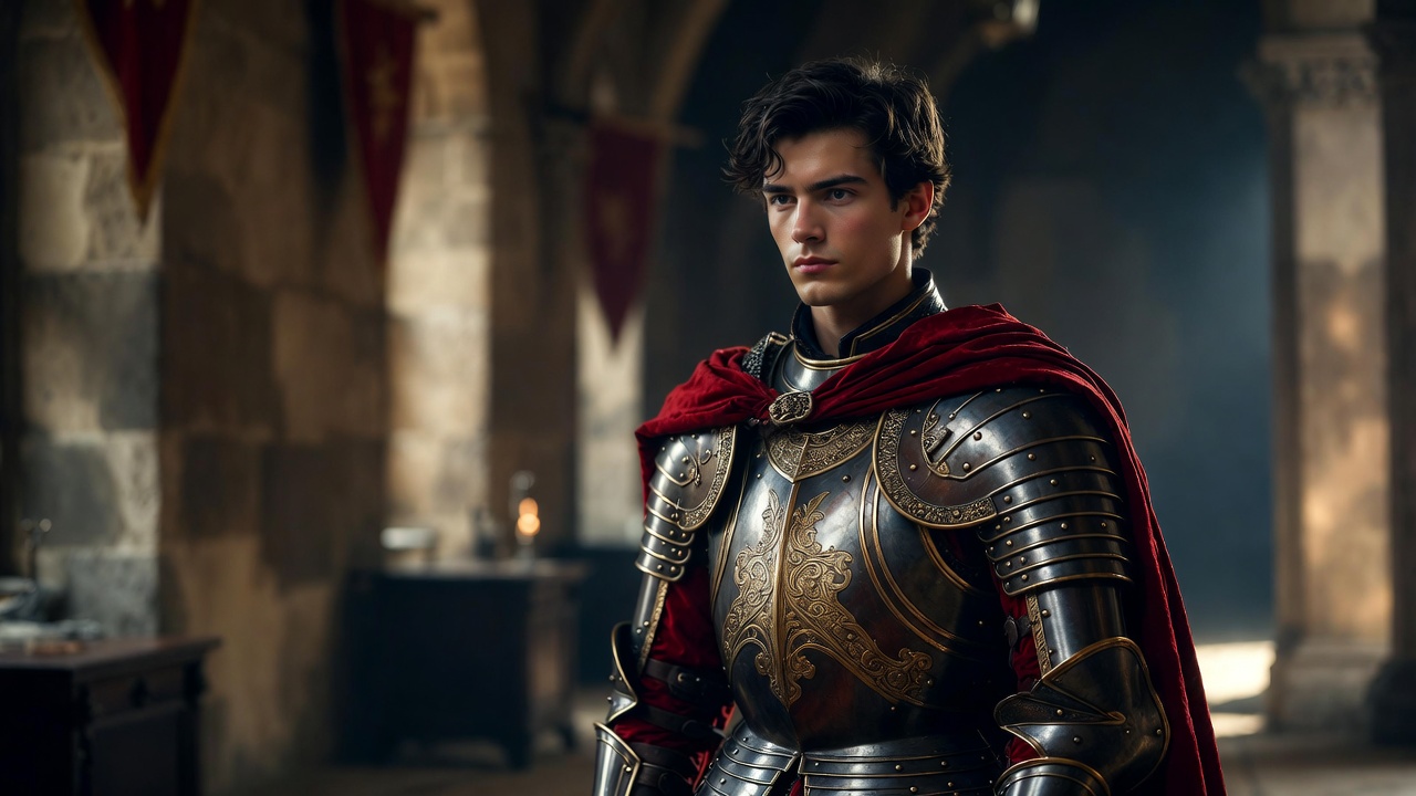 King Henry V in full medieval armor historical portrait for Shakespeare Henry V article