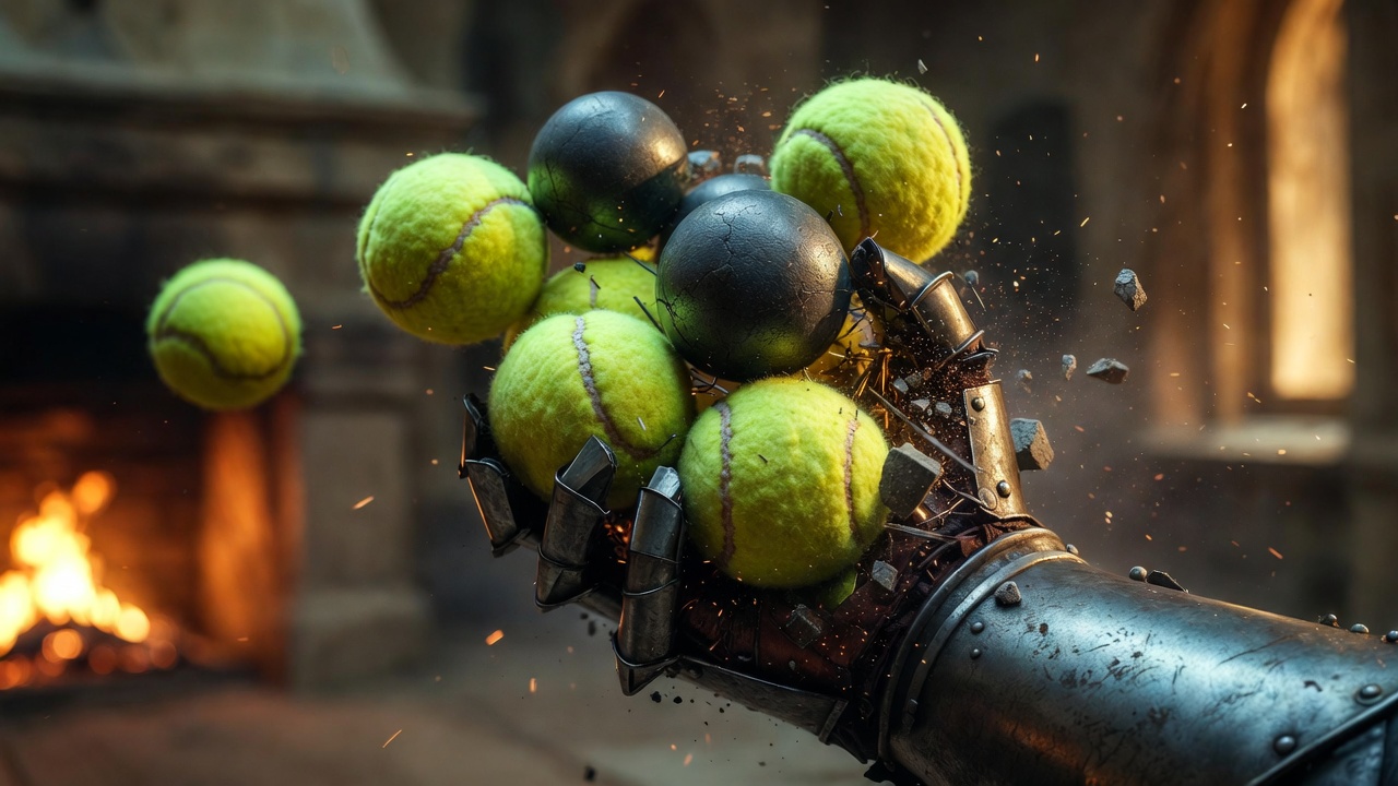 Tennis balls transforming into gunstones cannonballs symbolism in Shakespeare Henry V