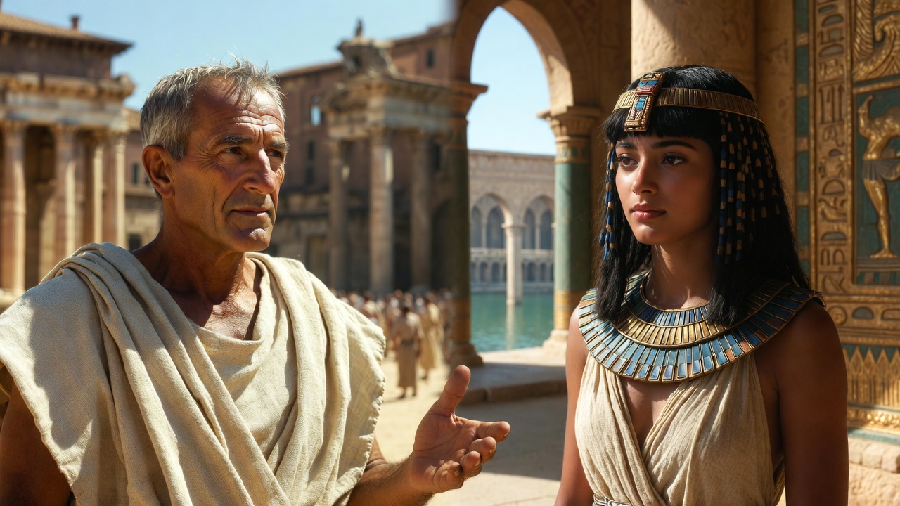 Side-by-side visual comparison of Shaw’s Caesar and Cleopatra play versus Shakespeare’s Roman tragedies