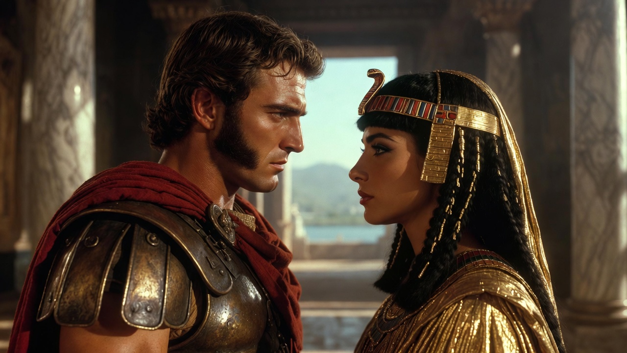 Charlton Heston Mark Antony and Hildegarde Neil Cleopatra in Antony and Cleopatra movie 1972