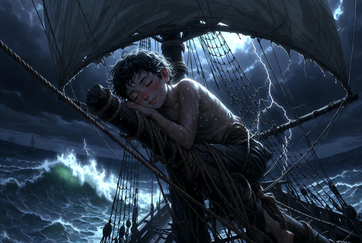 Shakespeare sea-boy sleeping on stormy mast contrast in nurse poem