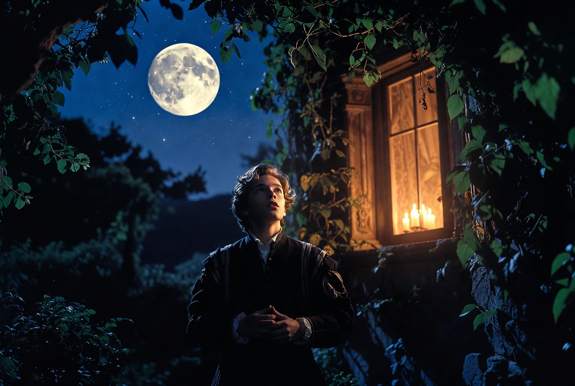 Romeo balcony soliloquy scene moonlight Capulet orchard Romeo and Juliet Shakespeare