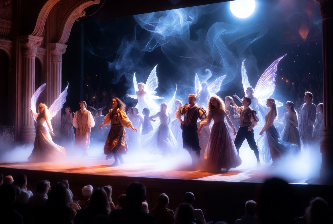 Shakespeare A Midsummer Night’s Dream and Tempest magical theater illusion on stage