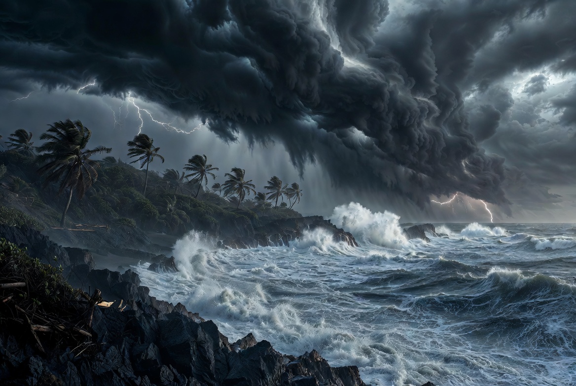 The Tempest Shakespeare environmental themes illustrated by a powerful storm on a fragile tropical island