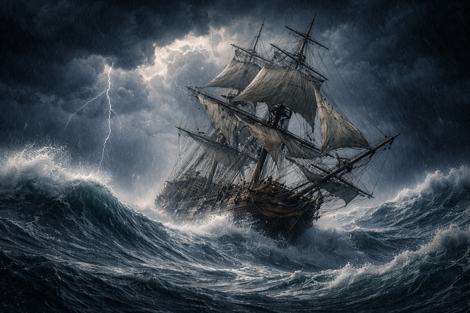 Shakespeare The Tempest opening storm scene with shipwreck in raging sea