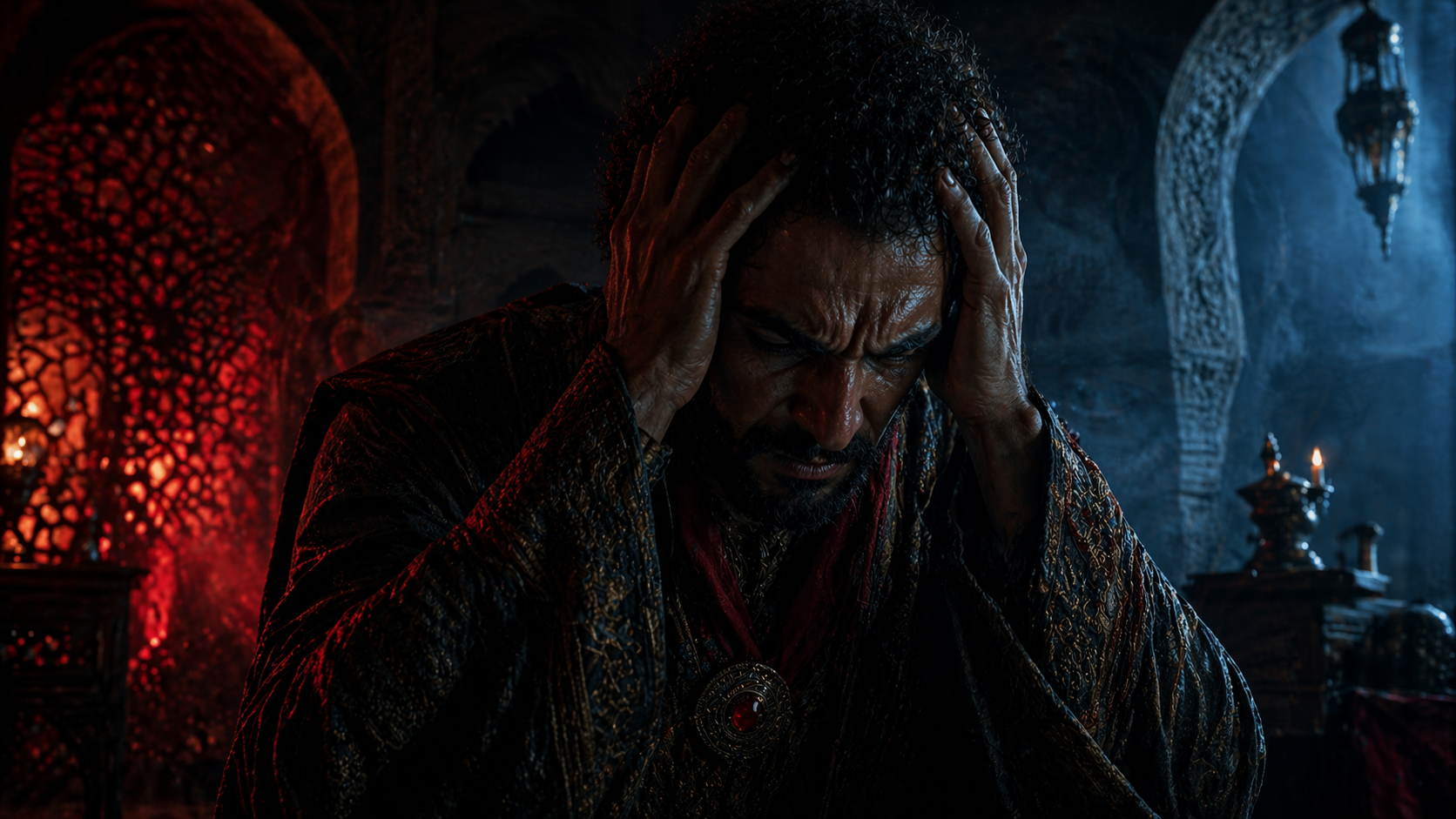 Othello handkerchief symbol glowing in a dark dramatic setting