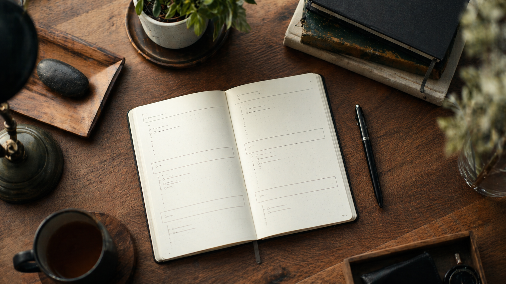 Essay structure planning for literature exam with organized notes and study setup