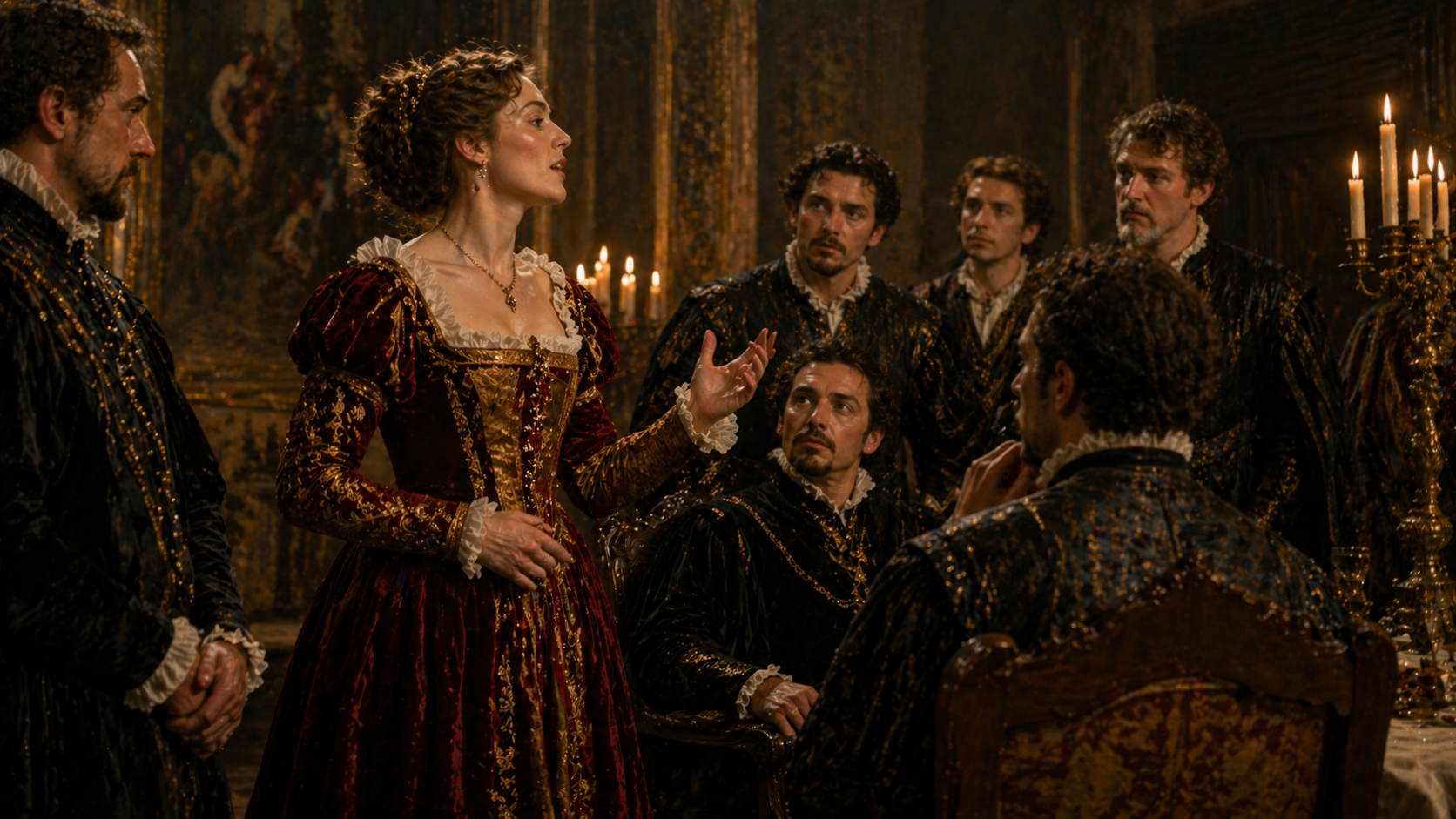 Katherine delivering her final speech in The Taming of the Shrew