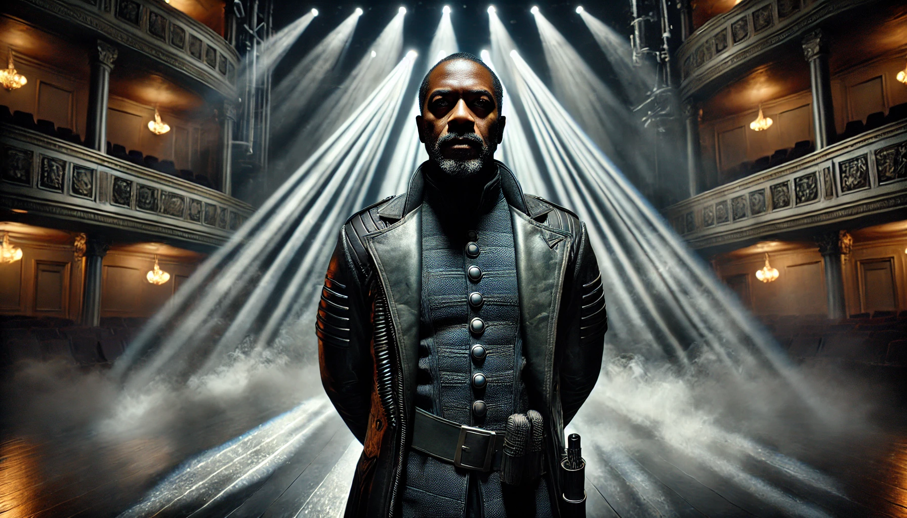 Denzel Washington Othello Broadway stage performance in futuristic military uniform