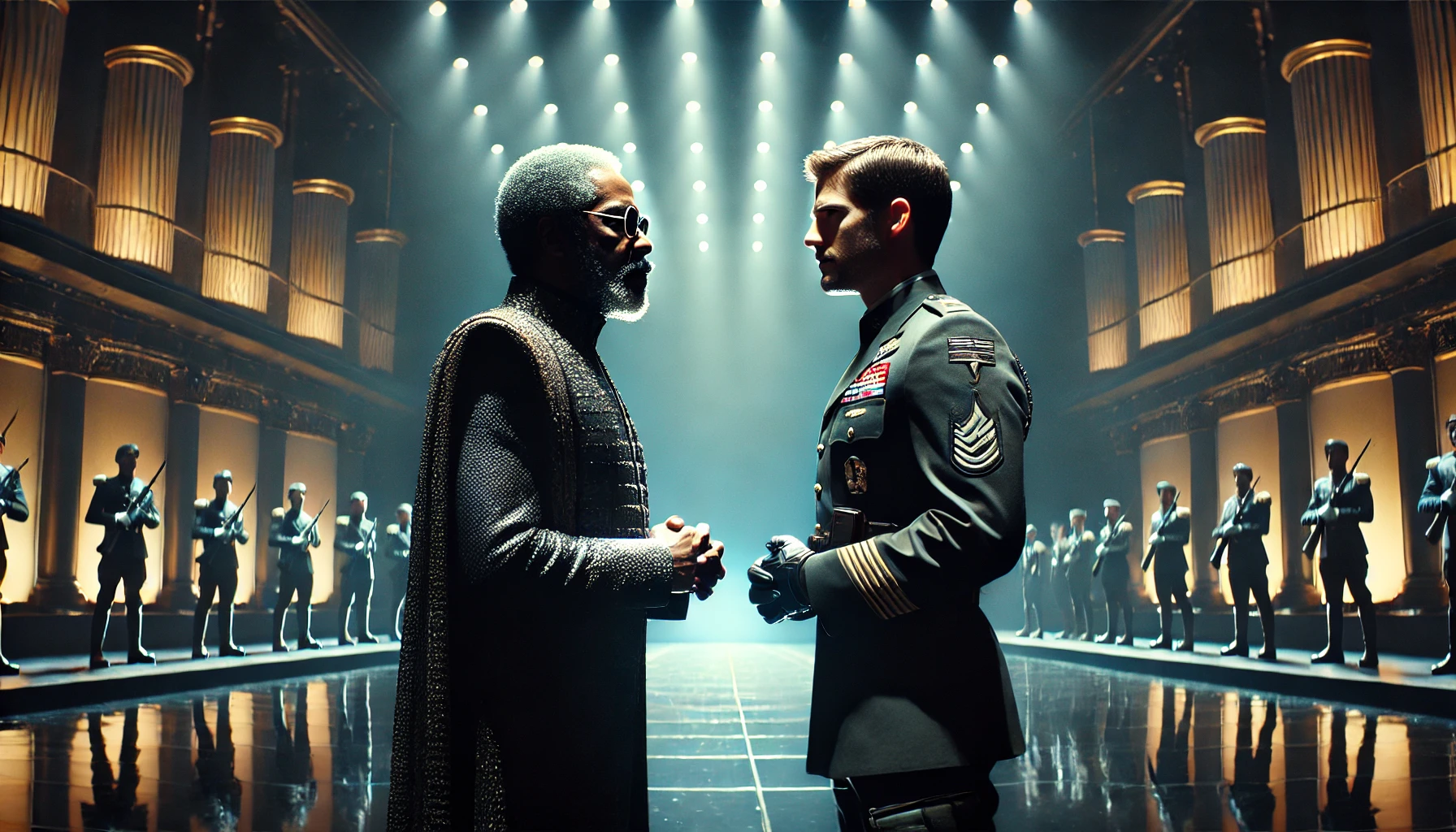 Futuristic setting of Denzel Washington Othello Broadway production