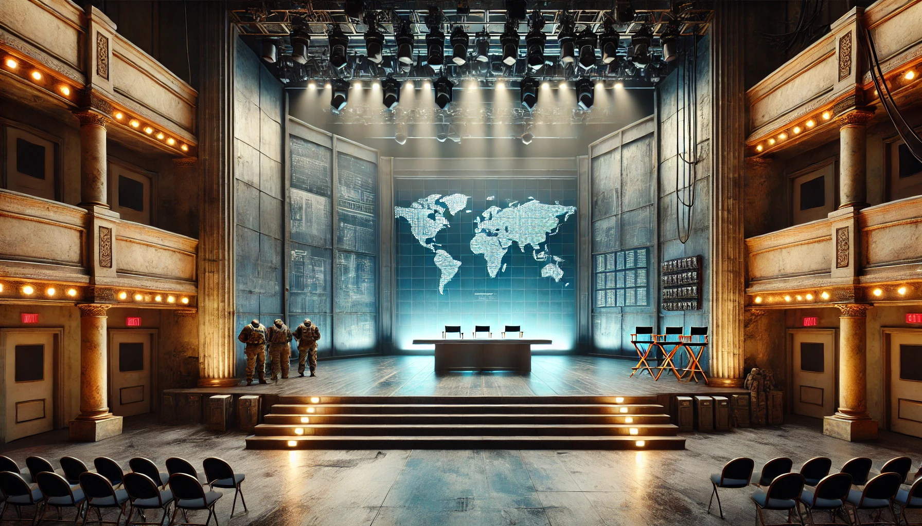 Othello 2025 Broadway set design near-future military aesthetic Derek McLane stage photo