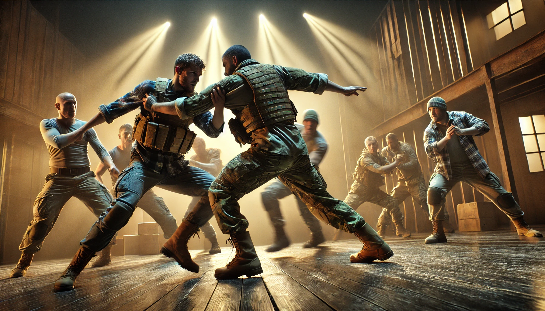 Othello 2025 Broadway fight choreography military realism scene still