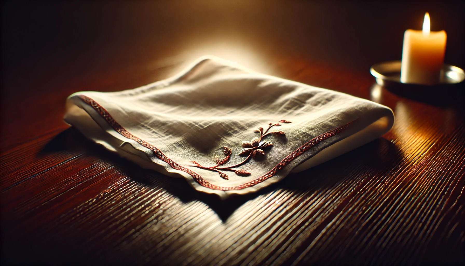 Close-up of Desdemona’s handkerchief symbolizing love and betrayal in Othello