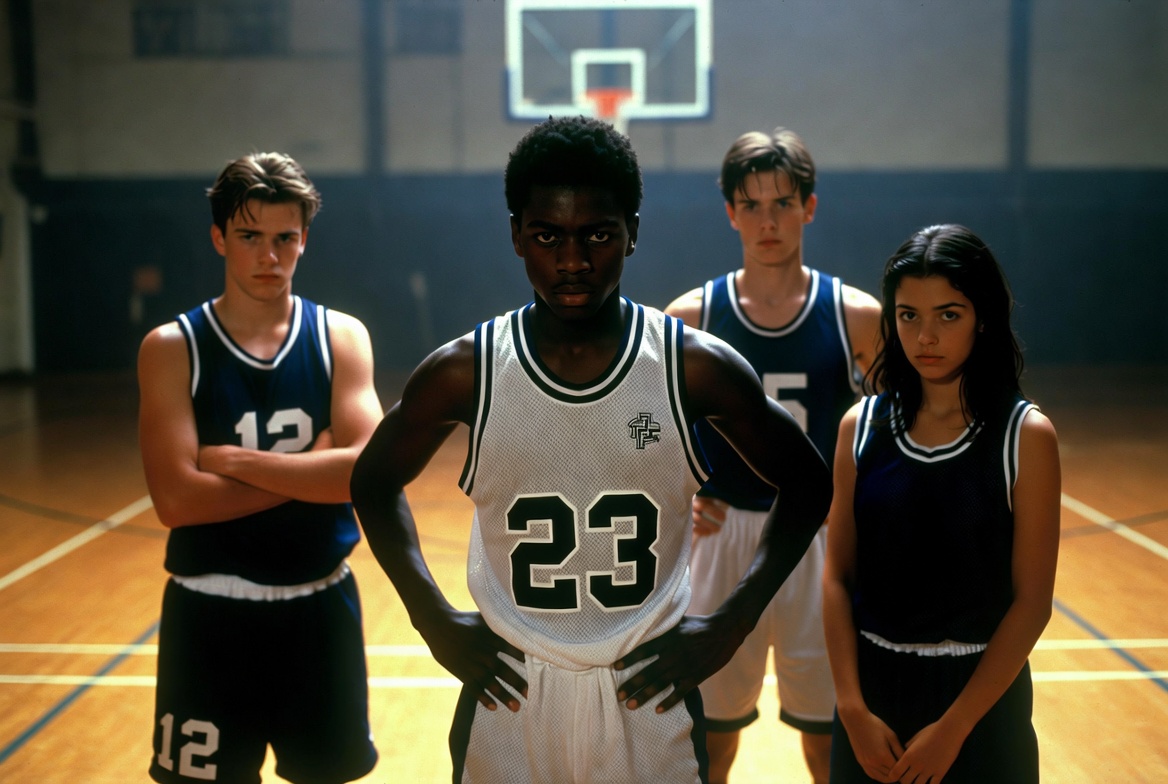 o othello film 2001 main characters Odin Hugo Desi on high school basketball court