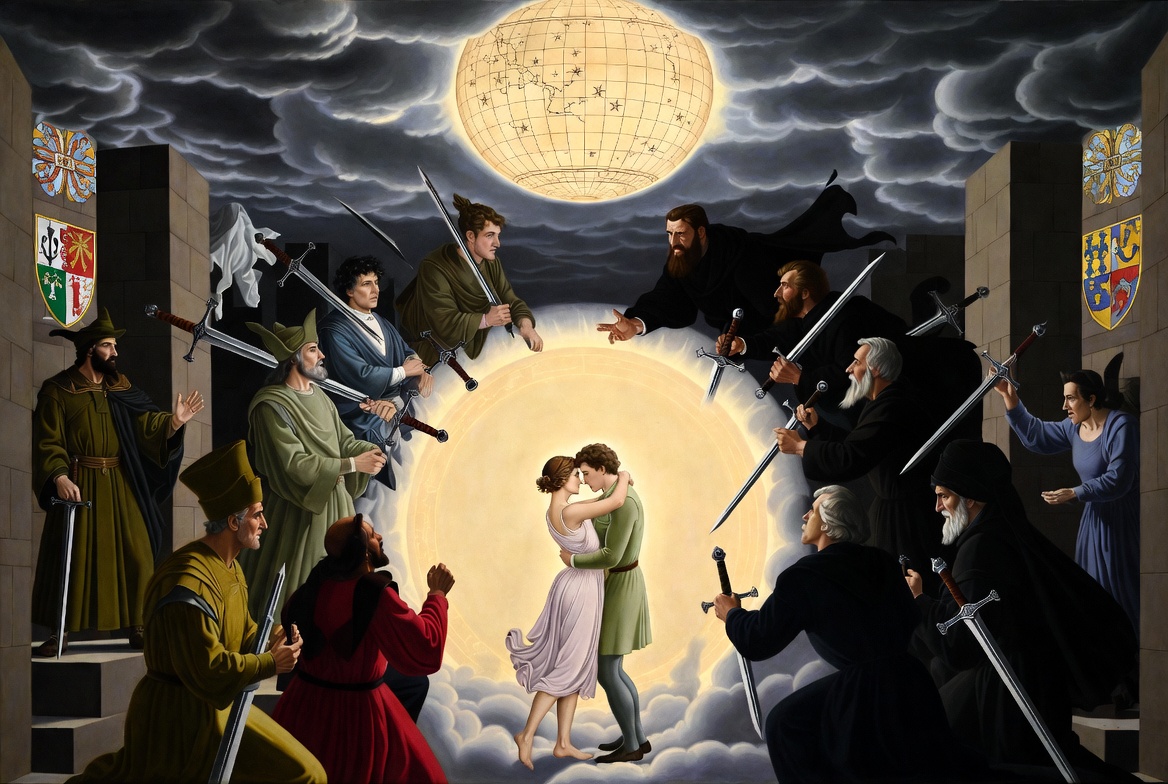 Romeo and Juliet themes of love versus hate youth versus age and fate versus free will symbolism