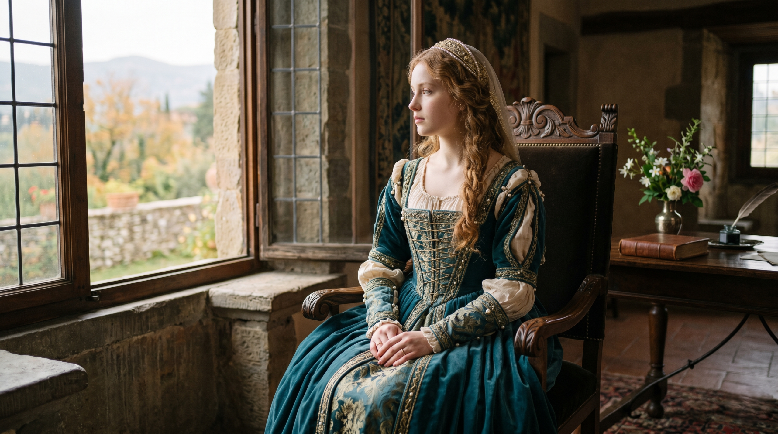 Desdemona portrayed as innocent and graceful in soft light