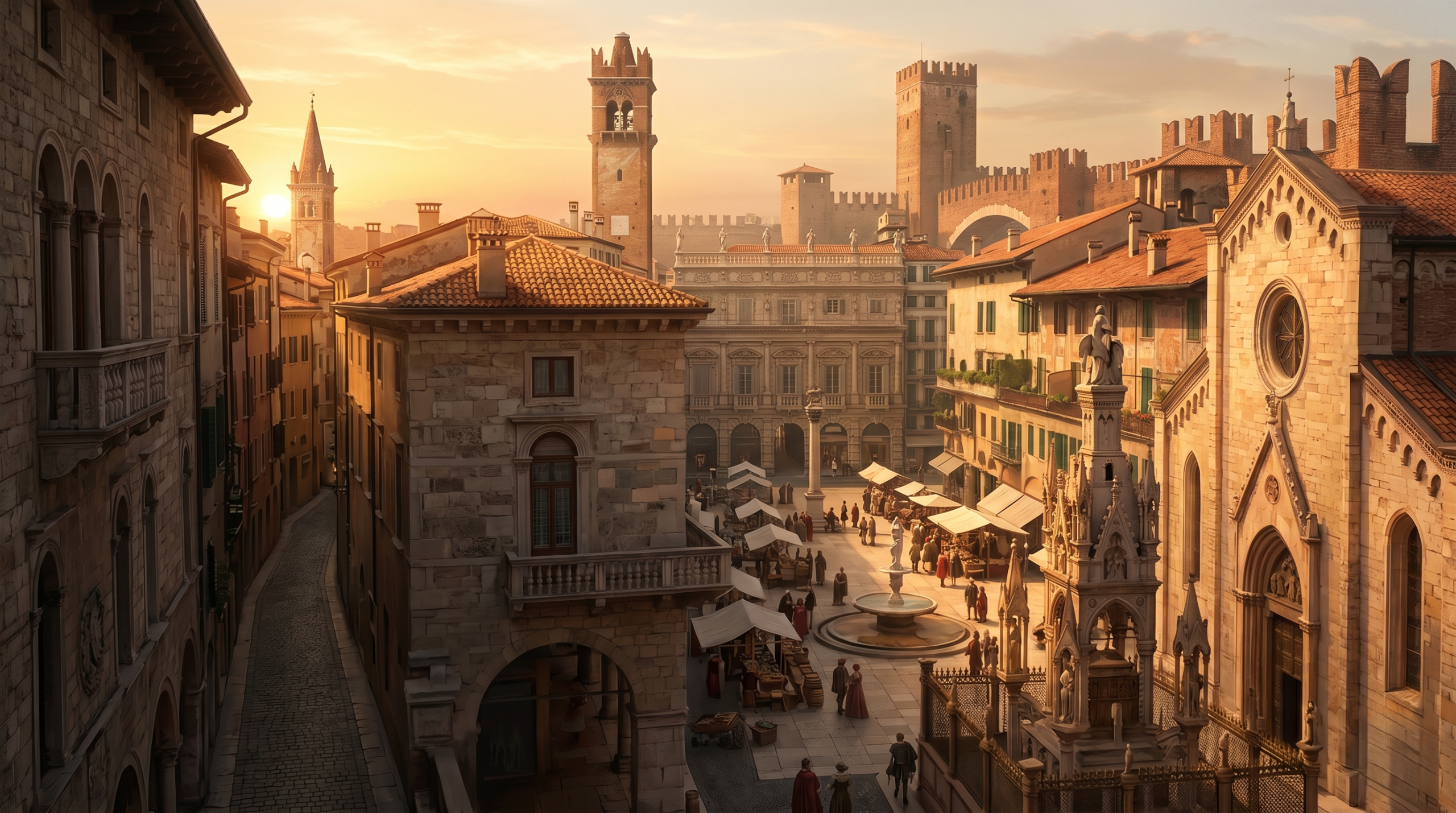 Renaissance Verona setting representing Romeo and Juliet story background