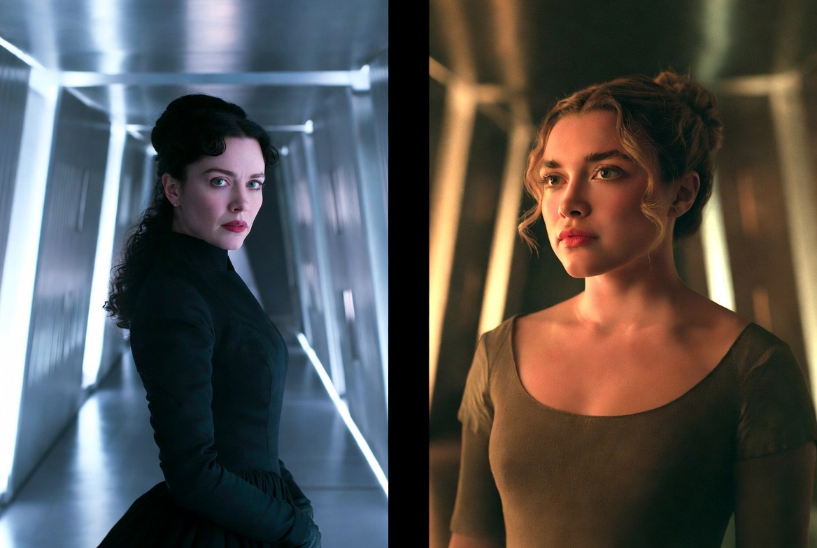 Florence Pugh as Cordelia and Emily Watson as Regan in King Lear 2018