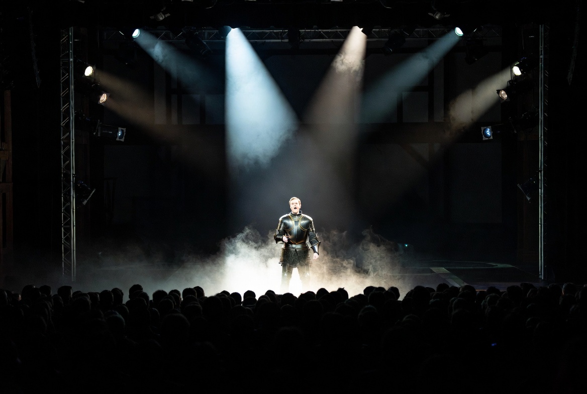 Modern stage production of Shakespeare’s Henry V bringing the legend to life