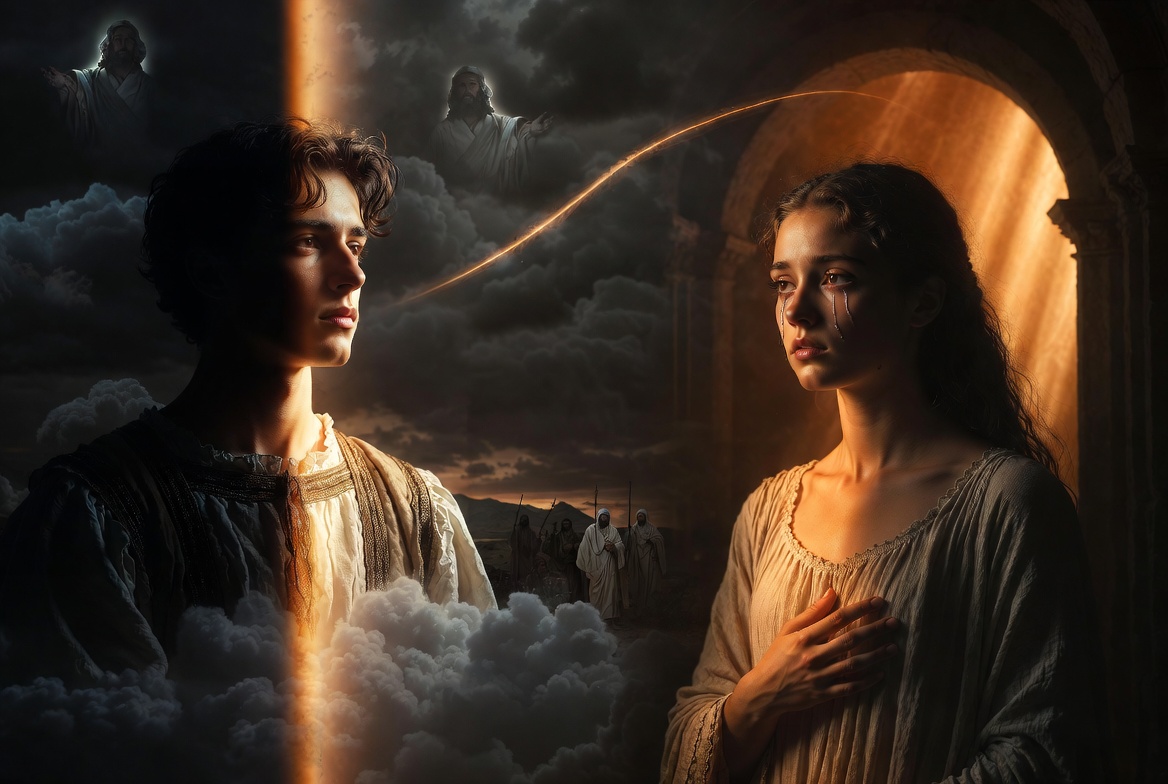 Romeo and Juliet character arcs shown through light dark and religious symbolism in Shakespeare play