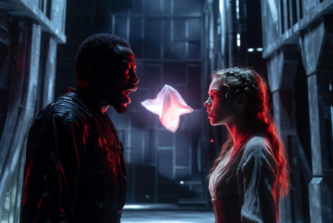 2025 Othello Broadway key scene jealousy betrayal handkerchief Shakespeare themes