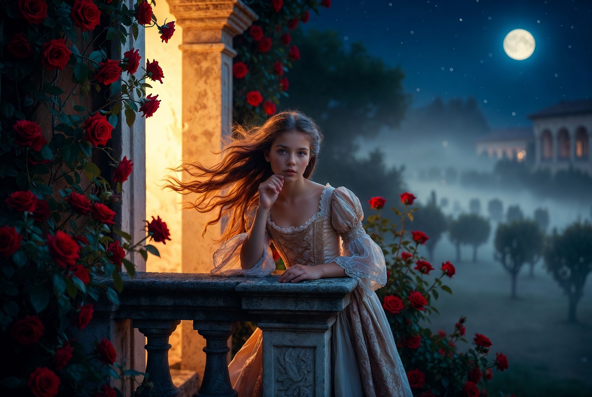 Juliet balcony soliloquy Romeo and Juliet Shakespeare forbidden love scene