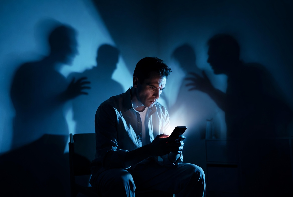 Modern interpretation of Othello themes showing jealousy and manipulation in the digital age