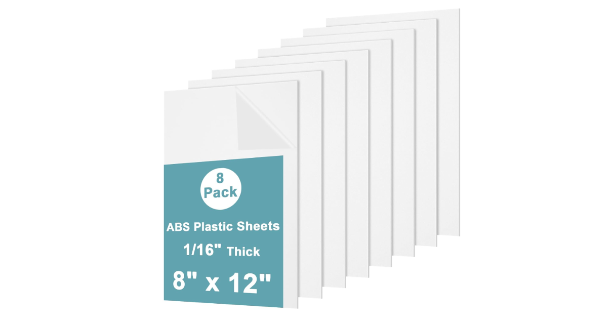 Lswteiz 8Pack White Thin ABS Plastic Sheet 8" x 12" x 1/16" Thick White Rigid Thermoplastic Sheet (Upgrade Surface) 1.5MM Flexible High Tensile...
