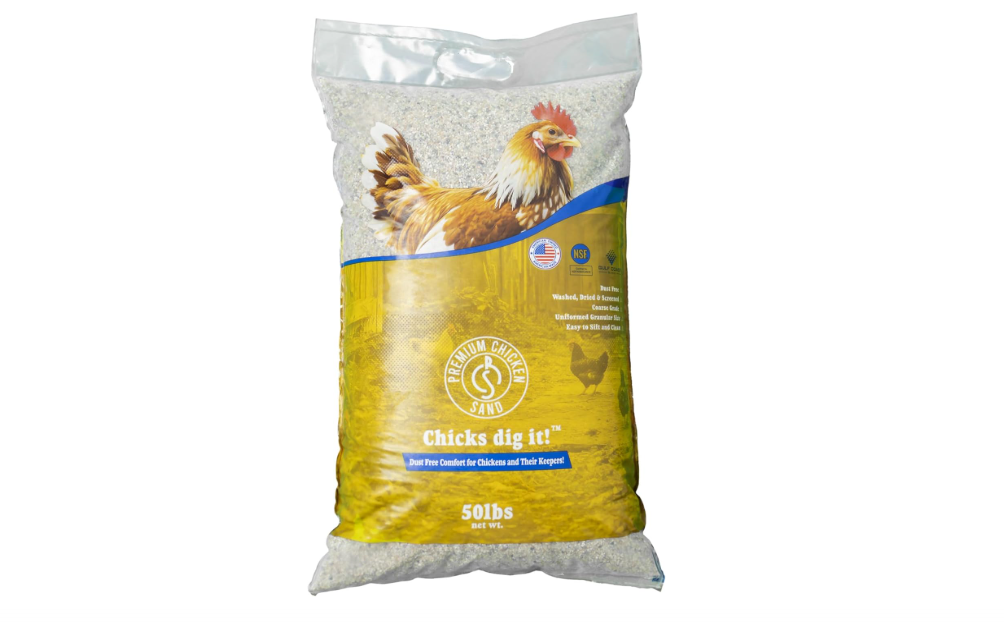 Premium Chicken Sand 50 lbs – Dust-Free, Odor-Control Bedding for Chicken Coops, Nesting Boxes, and Runs – Natural Poultry Litter