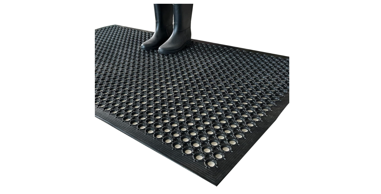 Uniboho Outdoor Rubber Floor Mats Anti Slip Restaurant Commercial Kitchen Mat Rubber Drainage Mat 60 x 35 Heavy Duty Door Mat for Garage Garden Indoor...