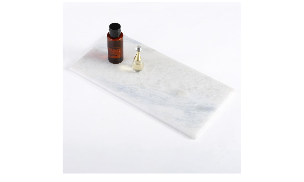 Koville African Natural Marble Board for Kitchen Pastry Bread, 12" x 6" Genuine Stone Slab, Marble Tray Cheese Board for Counter, Bathroom Trays...