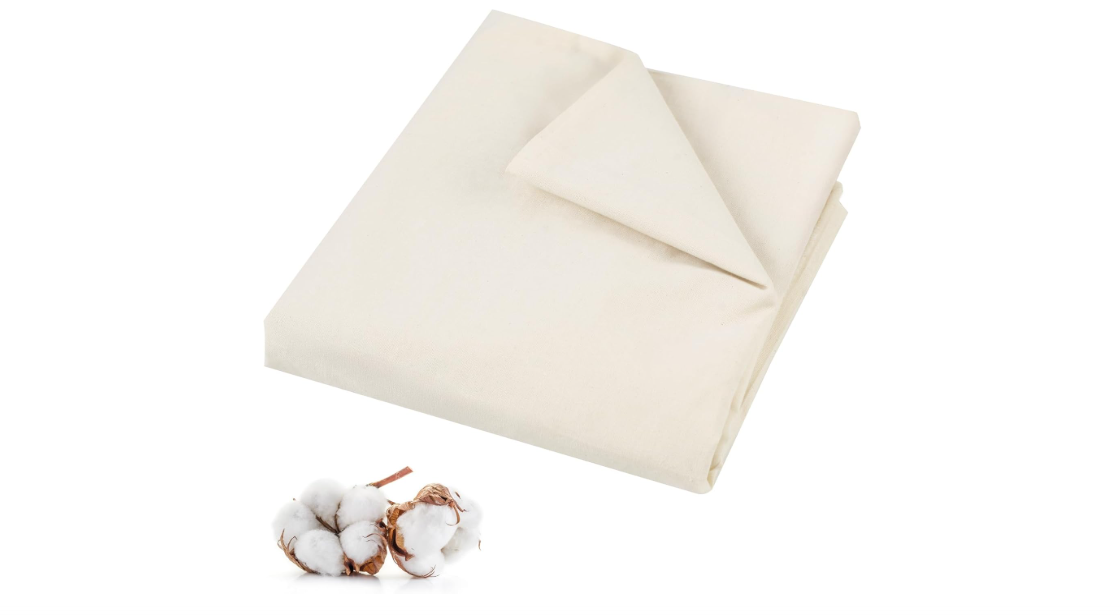 PEASUG 100% Cotton Muslin Fabric, 63 Inch X 2 Yards Unbleached Muslin Linen Fabric by The Yard, Medium Weight Draping Fabrics Suitable for Sewing Embroidery...