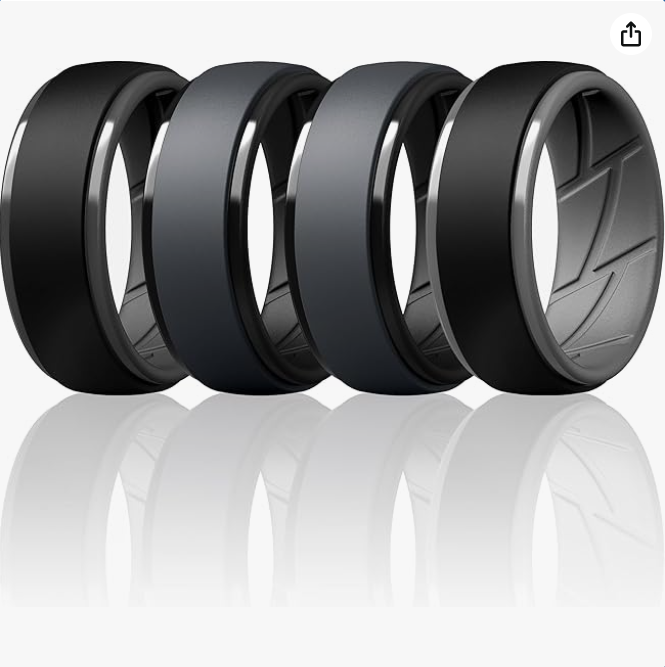 ThunderFit Silicone Rings Wedding Bands for Men, Dual-Layer Design, 10mm Wide, 2.5mm Thick, Breathable, Men’s Rubber Engagement Bands, Variety Multipack 4-7