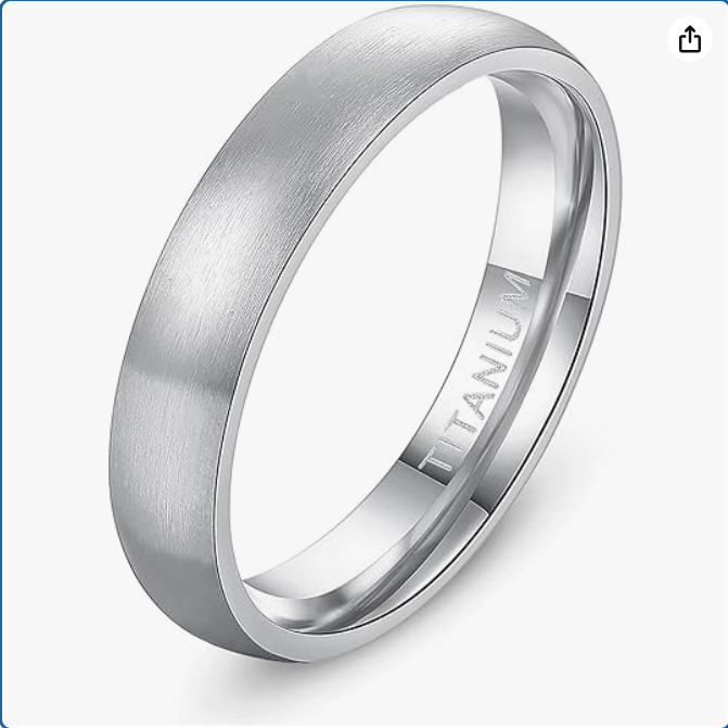 TIGRADE 4mm 6mm 8mm Titanium Ring Brushed Dome Silver Wedding Band Comfort Fit Size 4-14.5