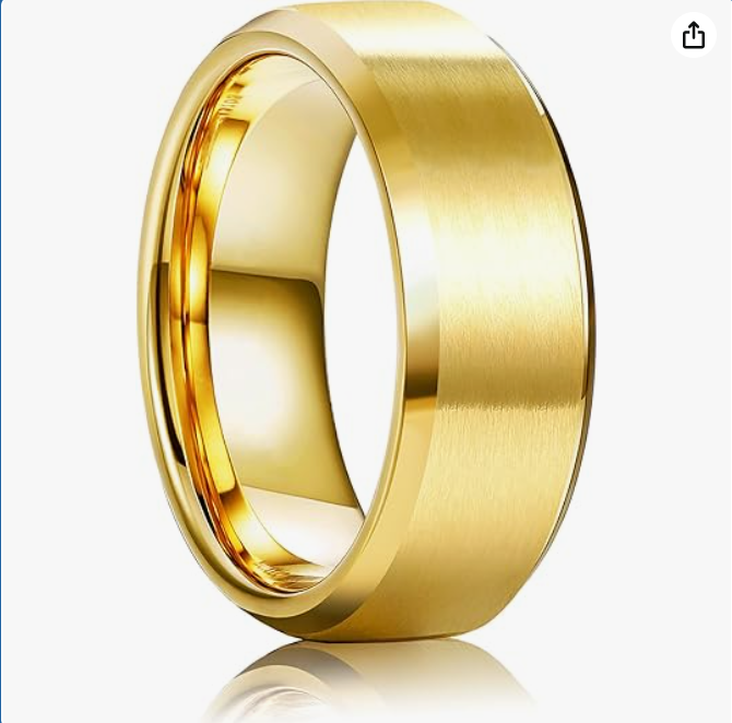 Jstyle Stainless Steel Rings for Men Women 8MM Wedding Band Rings Matte Surface - Beveled Polished Edge Mens Ring Size 6-14