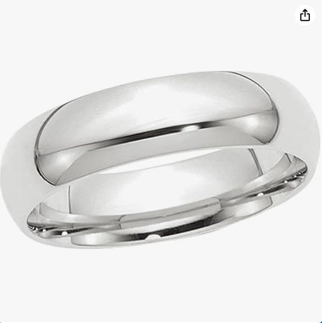 Mens Platinum Comfort Fit 6mm Wedding Band Ring