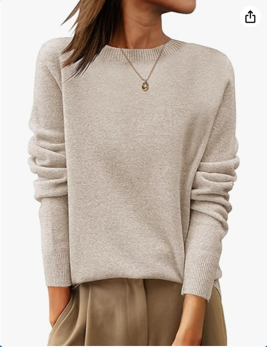 ANRABESS Womens 100% Wool Sweaters Crewneck Long Sleeve Work Business Casual Basic Sweater Tops 2026 Fall Outfits
