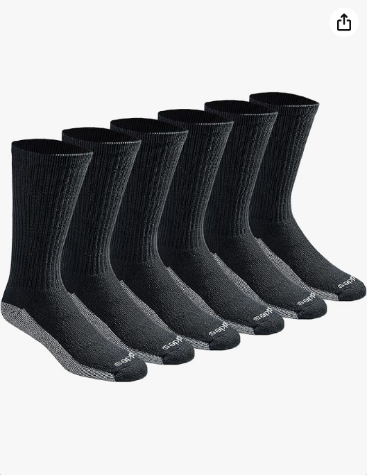 Dickies Men's Dri-tech Original Moisture Control Crew Socks, Available in M-xxl (6, 12, 18 Pairs)
