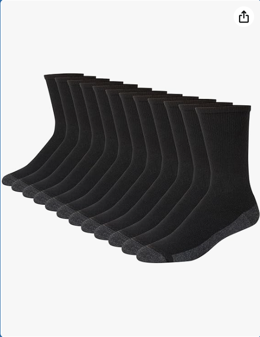 Hanes mens Max Cushioned Crew Socks, Moisture-wicking With Odor Control, Multi-packCrew Sock
