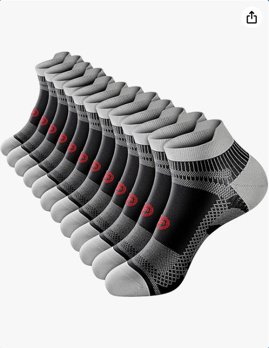PAPLUS Compression Socks for Men & Women, 2/4/6 Pairs Ankle Running Socks with Arch Support, Ankle Support, Plantar Fasciitis
