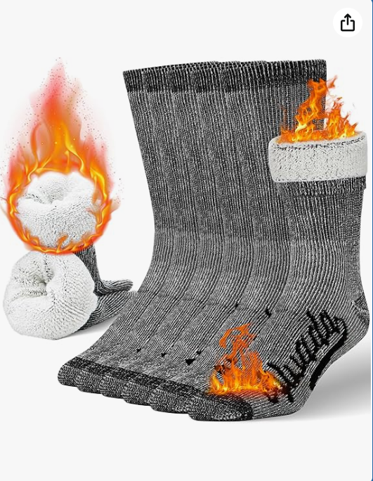 Alvada Merino Wool Hiking Socks Thermal Warm Crew Winter Boot Sock For Men & Women 3 Pairs
