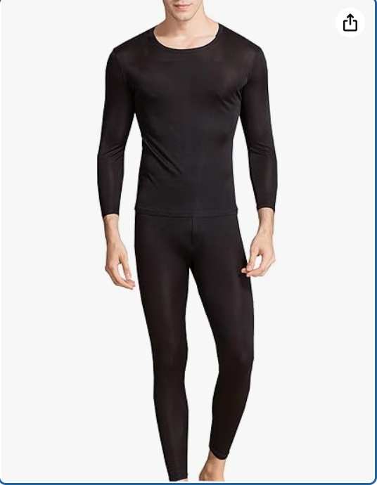 METWAY Silk Long Underwear Men's Mulberry Silk Long Johns Top and Bottom Thermal Underwear Set/Base Layer 