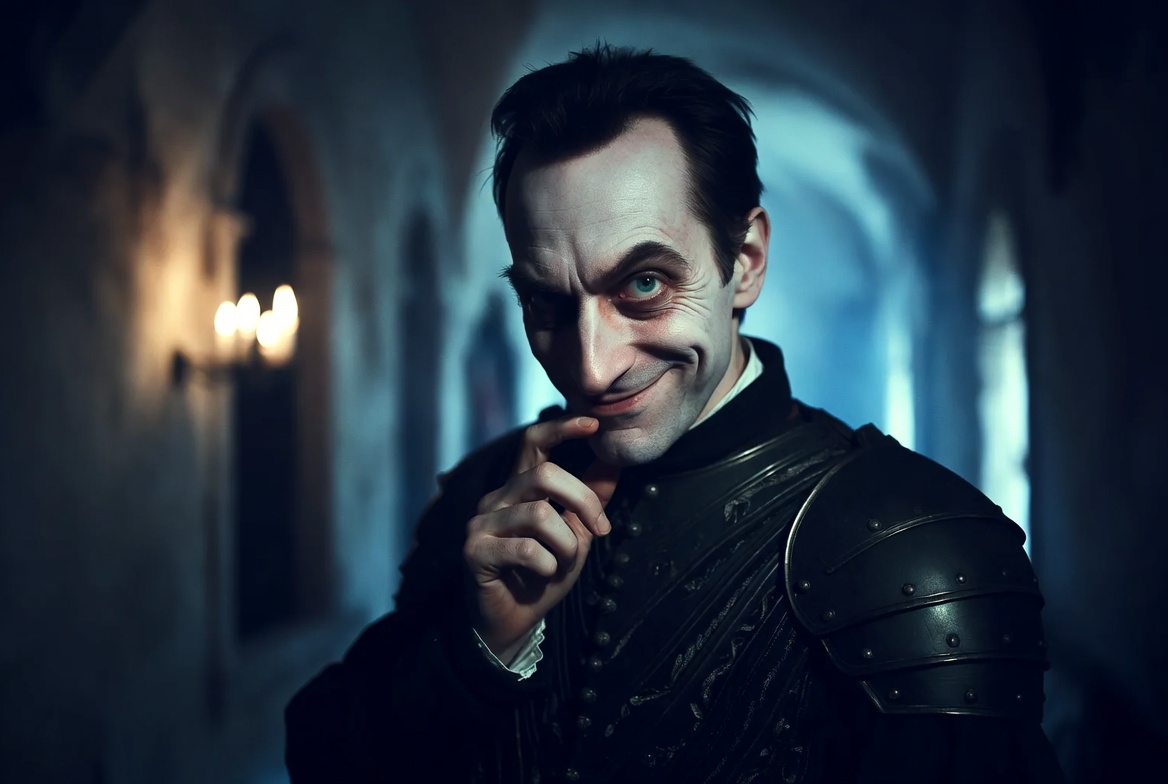 Iago character from Othello Shakespeare – sinister villain portrait showing manipulation and deceit