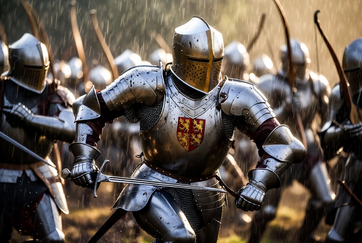 15th century plate armor mobility test Henry V harness in mud at Agincourt