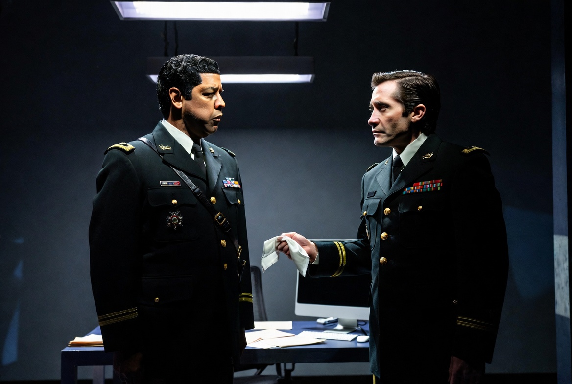 Othello 2025 Broadway Temptation Scene Act 3 Scene 3 handkerchief moment Denzel Washington Jake Gyllenhaal