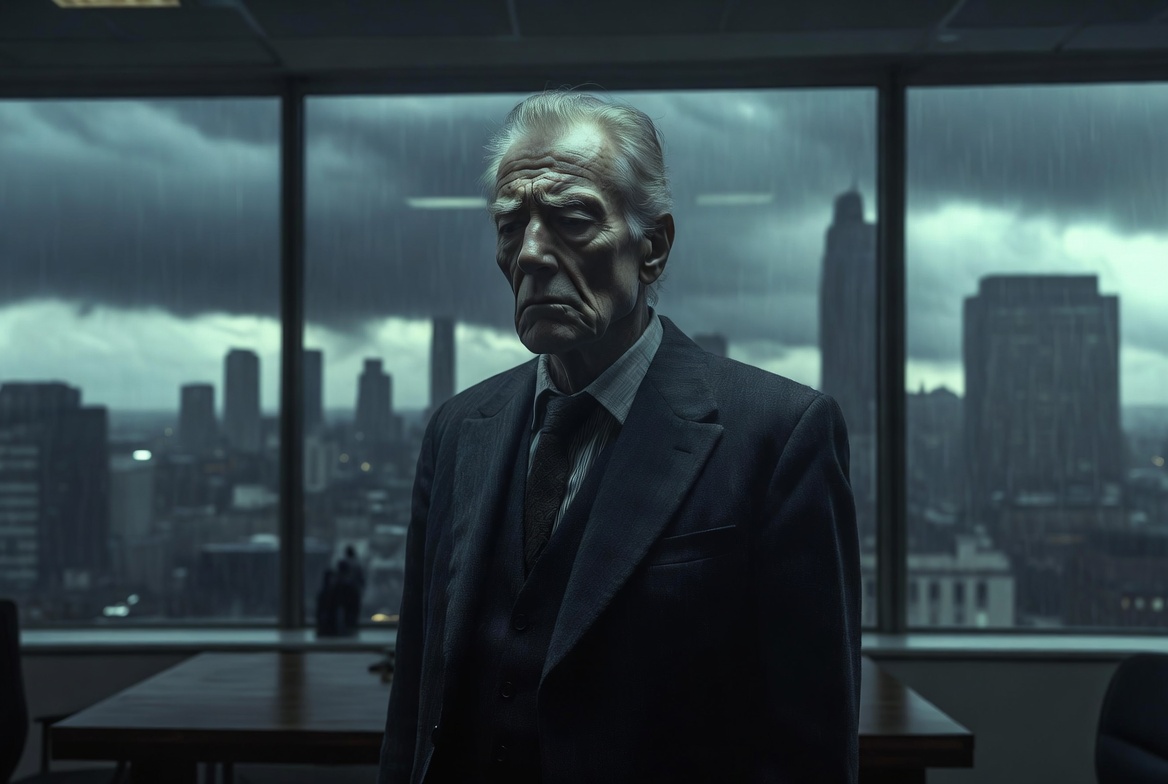 King Lear characterisation in modern adaptation: Elderly leader facing family betrayal and loss of power