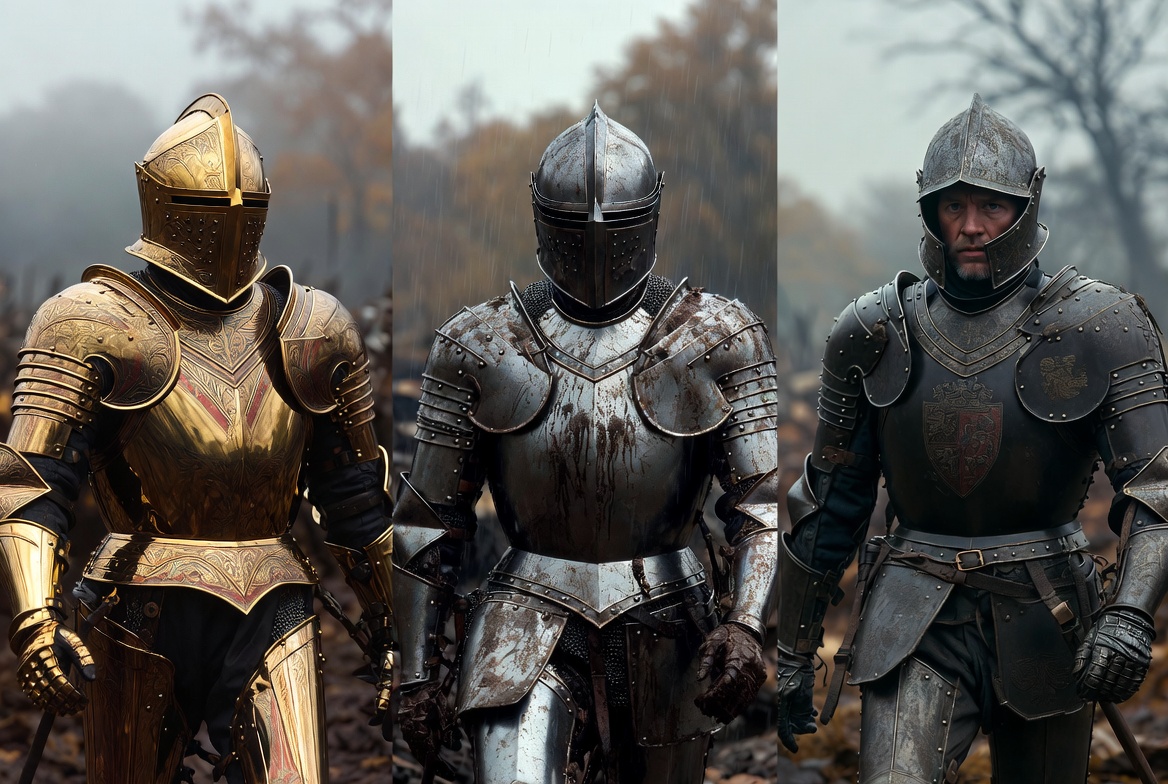 Henry V armor comparisons in famous Shakespeare productions from Olivier to Hollow Crown