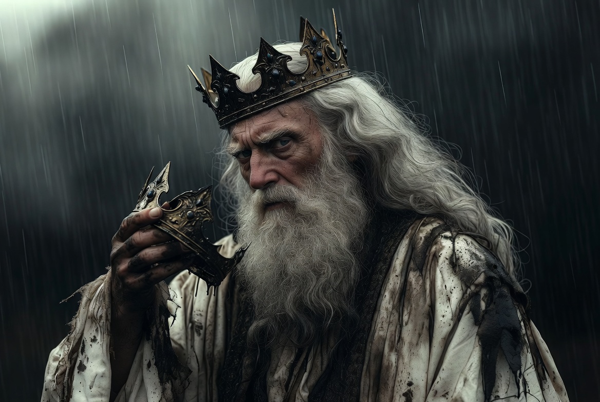 King Lear character analysis tragic hero Shakespeare portrait